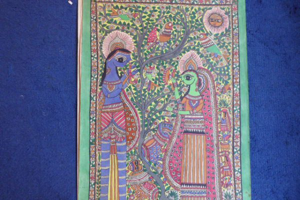 Krishna und Radha Madhubani Malerei - Asiatica Foth